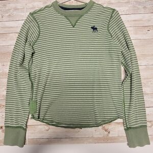 Abercrombie Kids Boys Long Sleeve Green Knit Long Sleeve Thermal Shirt - Large